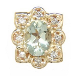 AC256 14K GREEN QUARTZ SLIDE WITH 8DIAMONDS 